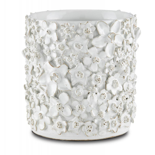 Currey and Company Jessamine Small White Cachepot 