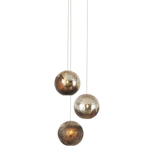 Currey and Company Pathos 3-Light Round Multi-Drop Pendant 