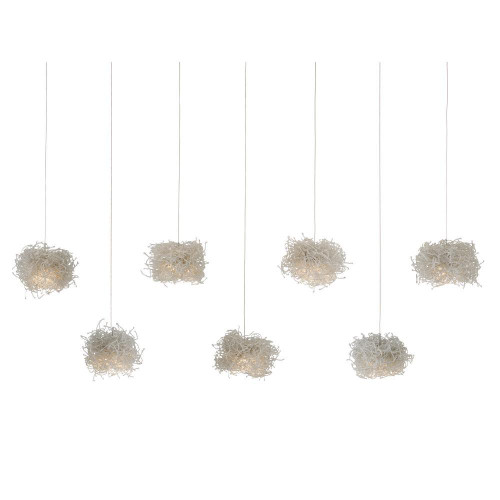 Currey and Company Birds Nest 7-Light Linear Multi-Drop Pendant 