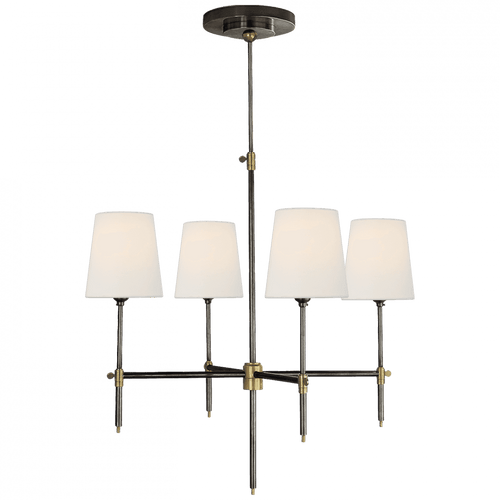 Visual Comfort & Co. Signature Collection Bryant Small Chandelier, 4-Light, Bronze, Hand-Rubbed Antique Brass, Linen Shade, 26"W (TOB 5002BZ/HAB-L D04QY) 