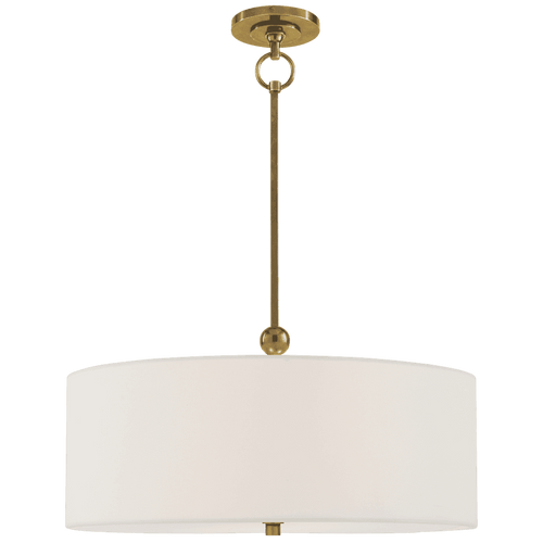 Visual Comfort & Co. Signature Collection Reed Hanging Shade, 1-Light, Hand-Rubbed Antique Brass, Linen Shade, 29.5"H (TOB 5011HAB-L D04QZ) 