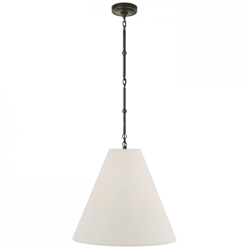Visual Comfort & Co. Signature Collection Goodman Medium Hanging Light, 1-Light, Bronze, Linen Shade, 43"H (TOB 5091BZ-L D04R8) 