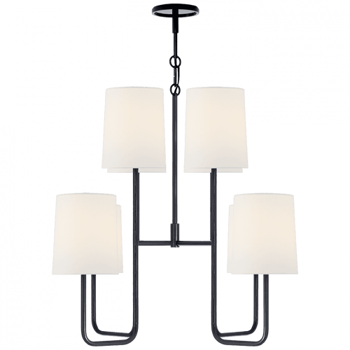 Visual Comfort & Co. Signature Collection Go Lightly Medium Chandelier, 8-Light, Charcoal, Linen Shade, 31"W (BBL 5081C-L D04RT) 