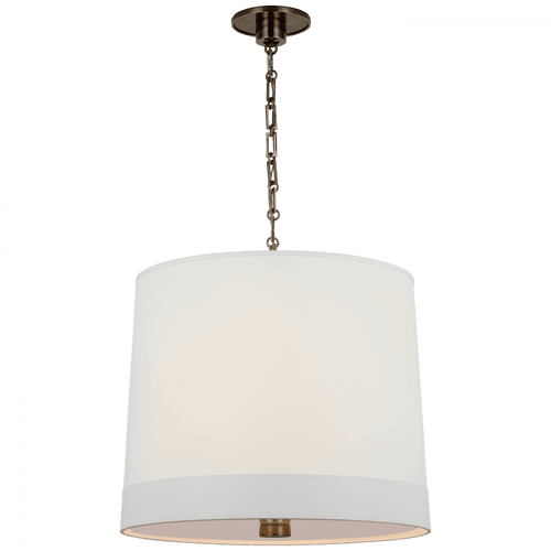 Visual Comfort & Co. Signature Collection Simple Simple Banded Hanging Shade, 2-Light, Bronze, Linen Banded Shade, 20"H (BBL 5110BZ-L D04RV) 