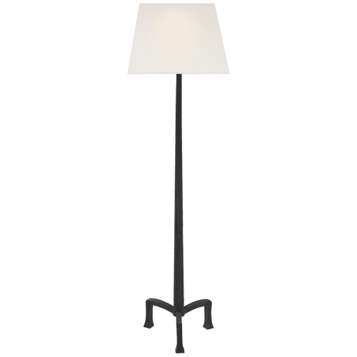 Visual Comfort & Co. Signature Collection Strie Floor Lamp, 1-Light, Aged Iron, Linen Shade, 63"H (CHA 9707AI-L D05NC) 