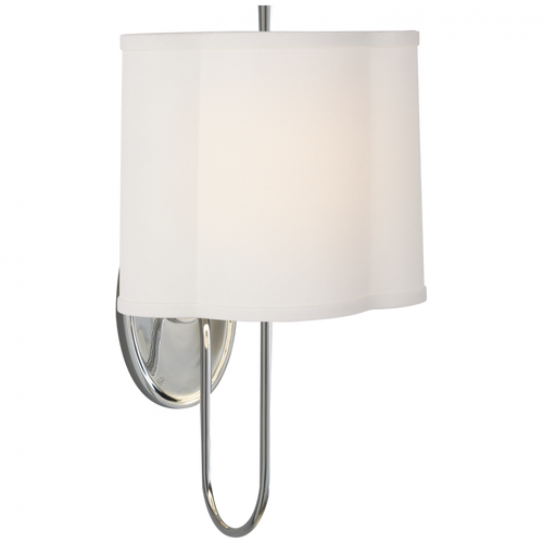 Visual Comfort & Co. Signature Collection Simple Simple Scallop Wall Sconce, 1-Light, Soft Silver, Linen Shade, 16"H (BBL 2017SS-L D04RK) 