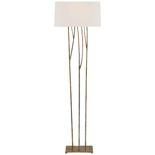 Visual Comfort & Co. Signature Collection Aspen Floor Lamp, 2-Light, Gilded Iron, Rectangle Linen Shade, 59.5"H (S 1050GI-L D05P1) 