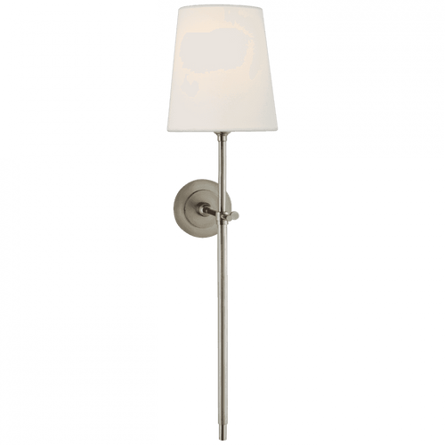 Visual Comfort & Co. Signature Collection Bryant Large Tail Sconce, 1-Light, Antique Nickel, Linen Shade, 26.75"H (TOB 2024AN-L D05PY) 
