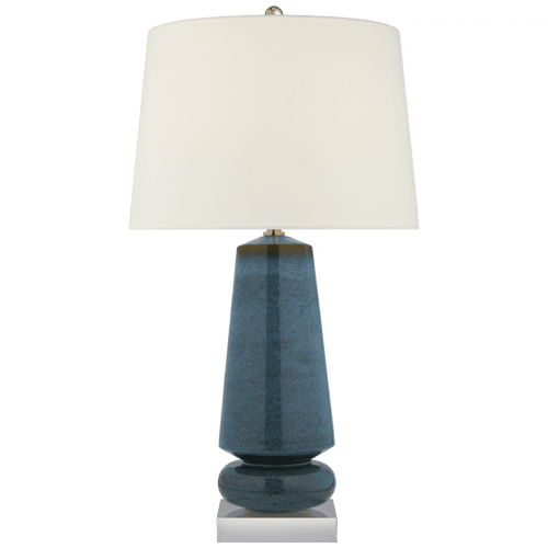 Visual Comfort & Co. Signature Collection Parisienne Medium Table Lamp, 1-Light, Oslo Blue, Linen Shade, 35"H (CHA 8670OSB-L D07M3) 