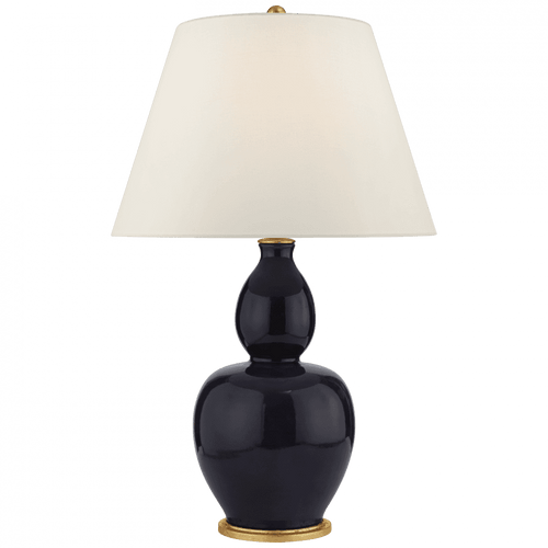 Visual Comfort & Co. Signature Collection Yue Double Gourd Table Lamp, 1-Light, Denim Porcelain, Linen Shade, 31.25"H (CHA 8663DM-L D07M2) 