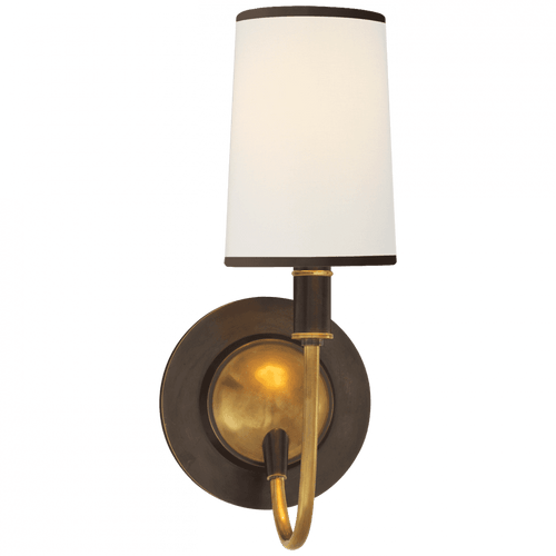 Visual Comfort & Co. Signature Collection Elkins Sconce, 1-Light, Bronze, Hand-Rubbed Antique Brass, Linen Shade, 12.75"H (TOB 2067BZ/HAB-L/BT D05Q2) 