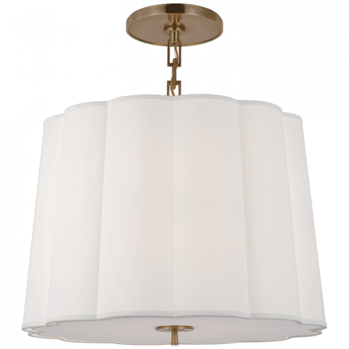 Visual Comfort & Co. Signature Collection Simple Simple Scallop Large Hanging Shade, 5-Light, Soft Brass, Linen Shade, 21"H (BBL 5015SB-L D05Q7) 