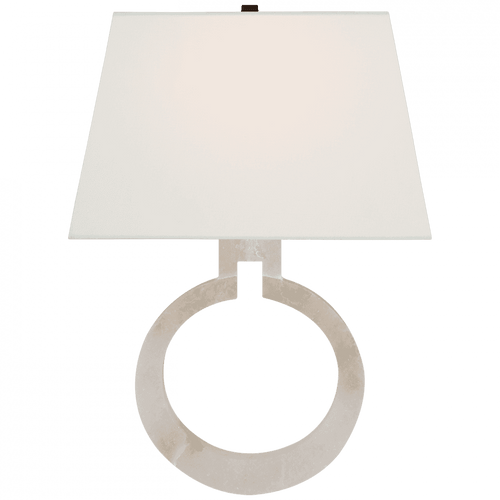 Visual Comfort & Co. Signature Collection Ring Form Ring Form Large Wall Sconce, 1-Light, Alabaster, Linen Rectangle Shade, 19"H (CHD 2970ALB-L D07M7) 