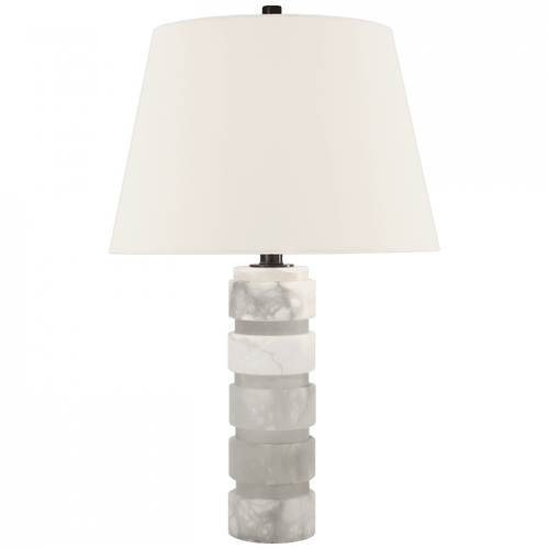 Visual Comfort & Co. Signature Collection Round Round Chunky Stacked Table Lamp, 1-Light, Alabaster, Linen Shade, 29.5"H (CHA 8945ALB-L D05QK) 