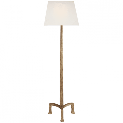 Visual Comfort & Co. Signature Collection Strie Floor Lamp, 1-Light, Gilded Iron, Linen Shade, 63"H (CHA 9707GI-L D05QP) 