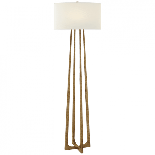 Visual Comfort & Co. Signature Collection Scala Large Hand-Forged Floor Lamp, 1-Light, Gilded Iron, Linen Shade, 62.5"H (S 1513GI-L D05RA) 