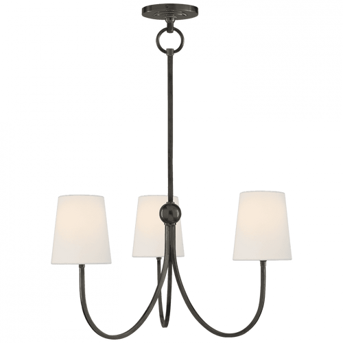 Visual Comfort & Co. Signature Collection Reed Small Chandelier, 3-Light, Bronze, Linen Shade, 30"H (TOB 5009BZ-L D07N6) 