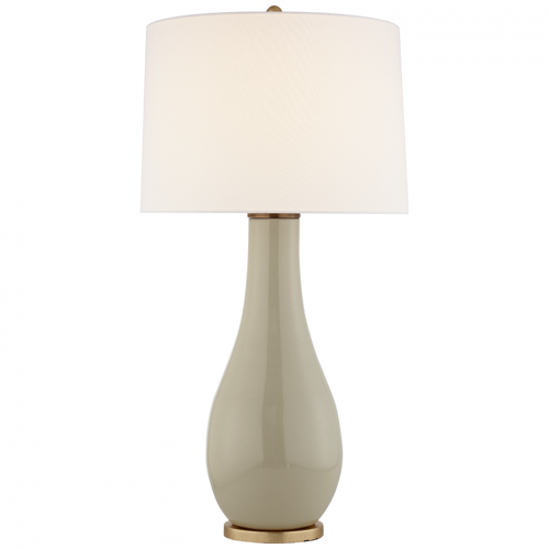 Visual Comfort & Co. Signature Collection Orson Balustrade Form Table Lamp, 1-Light, Coconut Porcelain, Linen Shade, 32.5"H (CHA 8655ICO-L D07NA) 