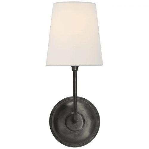 Visual Comfort & Co. Signature Collection Vendome Single Sconce, 1-Light, Bronze, Linen Shade, 14"H (TOB 2007BZ-L D06N1) 