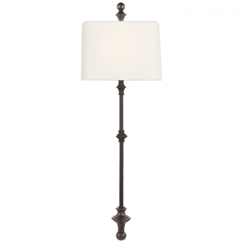 Visual Comfort & Co. Signature Collection Cawdor Wall Light, 1-Light, Aged Iron, Linen Shield Shade, 35.75"H (CHD 2300AI-L D07NW) 