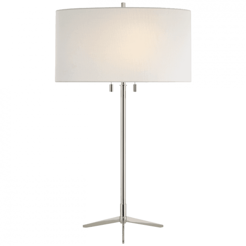 Visual Comfort & Co. Signature Collection Caron Table Lamp, 2-Light, Polished Nickel, Linen Shade, 26.5"H (TOB 3194PN-L D07PG) 