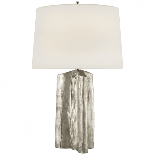 Visual Comfort & Co. Signature Collection Sierra Sierra Buffet Lamp, 1-Light, Burnished Silver Leaf, Linen Shade, 27.75"H (TOB 3735BSL-L D06NP) 