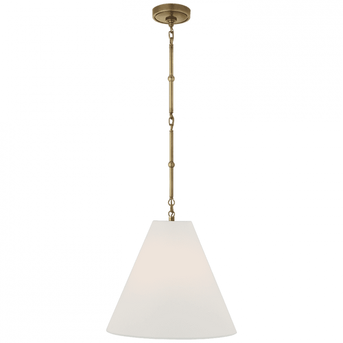 Visual Comfort & Co. Signature Collection Goodman Small Hanging Light, 1-Light, Hand-Rubbed Antique Brass, Linen Shade, 40.5"H (TOB 5090HAB-L D07PU) 