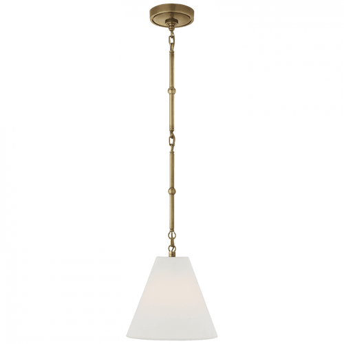 Visual Comfort & Co. Signature Collection Goodman Petite Hanging Shade, 1-Light, Hand-Rubbed Antique Brass, Linen Shade, 12"H (TOB 5089HAB-L D06P1) 