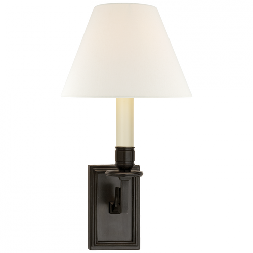Visual Comfort & Co. Signature Collection Dean Library Sconce, 1-Light, Gun Metal, Linen Shade, 13"H (AH 2001GM-L D06P2) 
