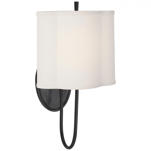 Visual Comfort & Co. Signature Collection Simple Simple Scallop Wall Sconce, 1-Light, Bronze, Linen Shade, 16"H (BBL 2017BZ-L D06PC) 