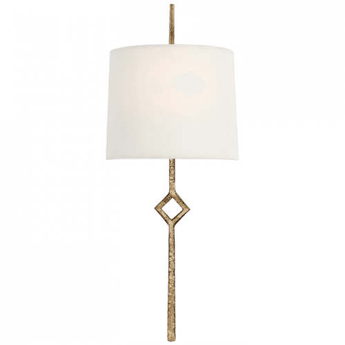 Visual Comfort & Co. Signature Collection Cranston Small Sconce, 1-Light, Gilded Iron, Linen Shield Shade, 16.25"H (S 2406GI-L D06PG) 
