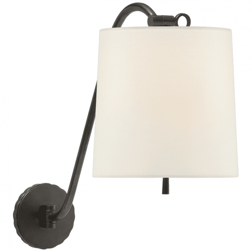 Visual Comfort & Co. Signature Collection Understudy Sconce, 1-Light, Bronze, Linen Shade, 18"H (BBL 2010BZ-L D30GP) 