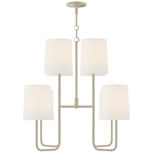Visual Comfort & Co. Signature Collection Go Lightly Medium Chandelier, 8-Light, China White, Linen Shade, 31"W (BBL 5081CW-L D30GX) 