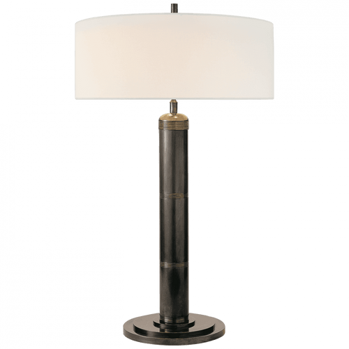 Visual Comfort & Co. Signature Collection Longacre Tall Table Lamp, 2-Light, Bronze, Linen Shade, 32.5"H (TOB 3001BZ-L D06Q8) 