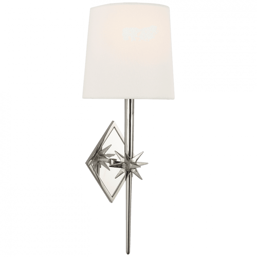 Visual Comfort & Co. Signature Collection Etoile Sconce, 1-Light, Polished Nickel, Linen Shade, 16.5"H (S 2320PN-L D30H2) 