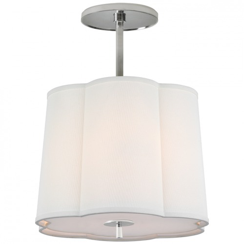 Visual Comfort & Co. Signature Collection Simple Simple Scallop Hanging Shade, 3-Light, Soft Silver, Linen Shade, 15.75"W (BBL 5016SS-L D30J2) 