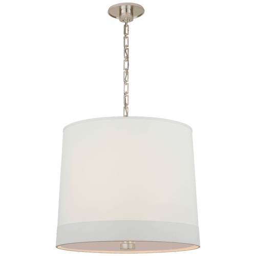 Visual Comfort & Co. Signature Collection Simple Simple Banded Hanging Shade, 2-Light, Soft Silver, Linen Banded Shade, 24"W (BBL 5110SS-L D30J3) 