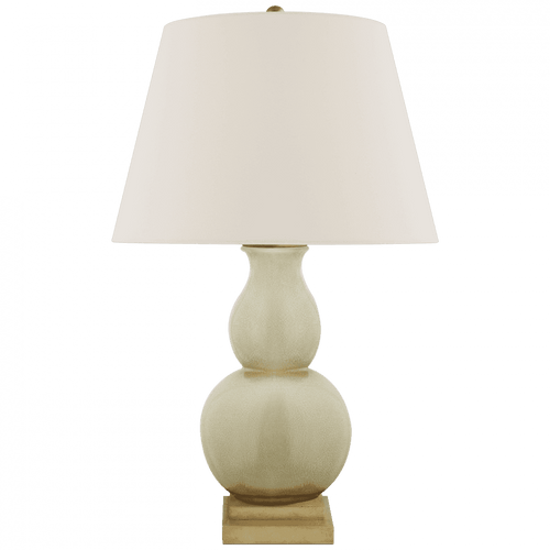 Visual Comfort & Co. Signature Collection Gourd Gourd Form Small Table Lamp, 1-Light, Tea Stain Crackle, Linen Shade, 26"H (CHA 8613TS-L D30JU) 