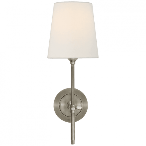 Visual Comfort & Co. Signature Collection Bryant Sconce, 1-Light, Antique Nickel, Linen Shade, 14.25"H (TOB 2002AN-L D31FY) 