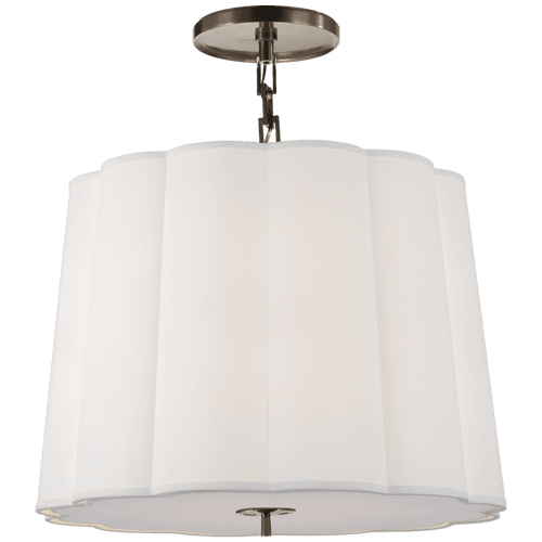 Visual Comfort & Co. Signature Collection Simple Simple Scallop Large Hanging Shade, 5-Light, Bronze, Linen Shade, 25"W (BBL 5015BZ-L D31G4) 