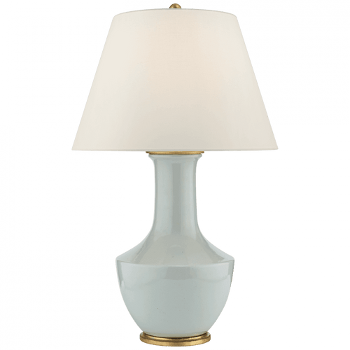 Visual Comfort & Co. Signature Collection Lambay Table Lamp, 1-Light, Ice Blue Porcelain, Linen Shade, 32"H (CHA 8661ICB-L D31G9) 