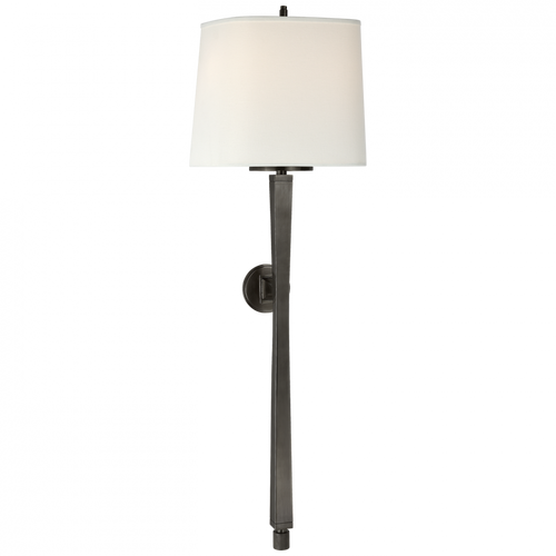 Visual Comfort & Co. Signature Collection Edie Baluster Baluster Sconce, 2-Light, Bronze, Linen Shield Shade, 32.75"H (TOB 2741BZ-L D31H6) 