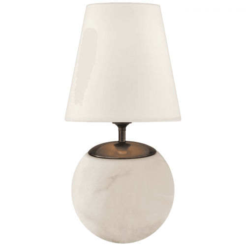 Visual Comfort & Co. Signature Collection Terri Large Round Table Lamp, 1-Light, Alabaster, Linen Shade, 15"H (TOB 3023ALB-L D31H9) 