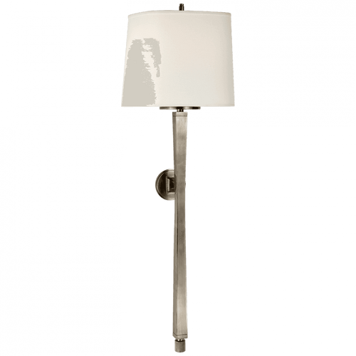 Visual Comfort & Co. Signature Collection Edie Baluster Baluster Sconce, 2-Light, Antique Nickel, Linen Shield Shade, 32.75"H (TOB 2741AN-L D31H5) 