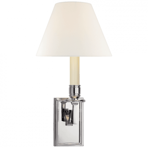 Visual Comfort & Co. Signature Collection Dean Library Sconce, 1-Light, Polished Nickel, Linen Shade, 13"H (AH 2001PN-L D31HQ) 