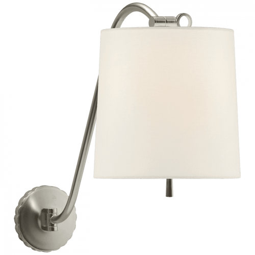 Visual Comfort & Co. Signature Collection Understudy Sconce, 1-Light, Soft Silver, Linen Shade, 18"H (BBL 2010SS-L D31HV) 