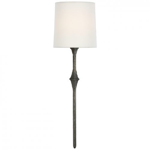 Visual Comfort & Co. Signature Collection Dauphine Sconce, 1-Light, Aged Iron, Linen Shield Shade, 19"H (S 2401AI-L D31J7) 