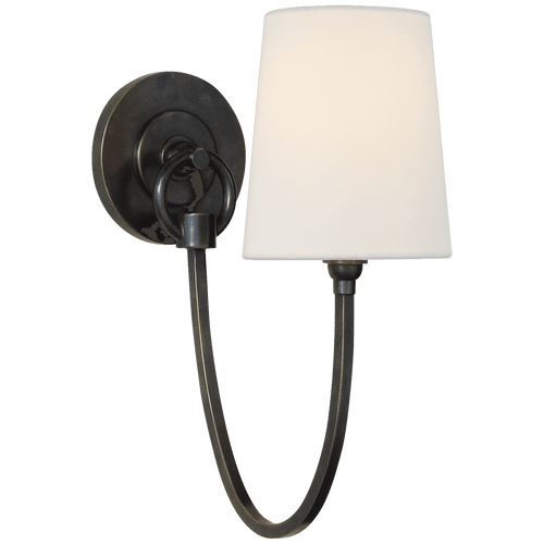 Visual Comfort & Co. Signature Collection Reed Single Sconce, 1-Light, Bronze, Linen Shade, 13"H (TOB 2125BZ-L D31JN) 