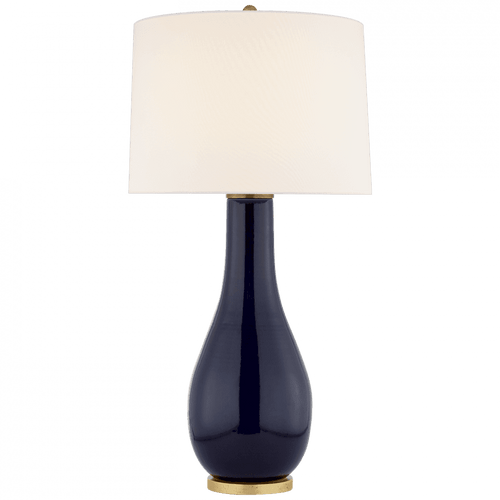 Visual Comfort & Co. Signature Collection Orson Balustrade Form Table Lamp, 1-Light, Denim Porcelain, Linen Shade, 32.5"H (CHA 8655DM-L D31JW) 
