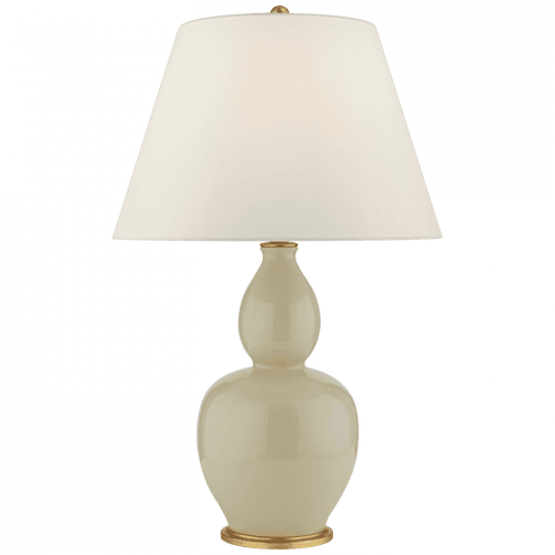 Visual Comfort & Co. Signature Collection Yue Double Gourd Table Lamp, 1-Light, Coconut Porcelain, Linen Shade, 31.25"H (CHA 8663ICO-L D31JX) 